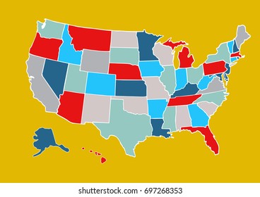 United States of America Map With Federal States, Credit Map By Nasa