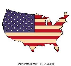 united states of america map with flag