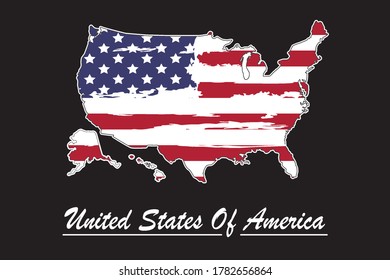 United states of America map with flag. North America. Vector Illustration on white background