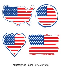 United states of america map and flag emblem