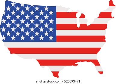 United States Of America Map With Flag