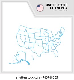 United states of america map and flag in white background