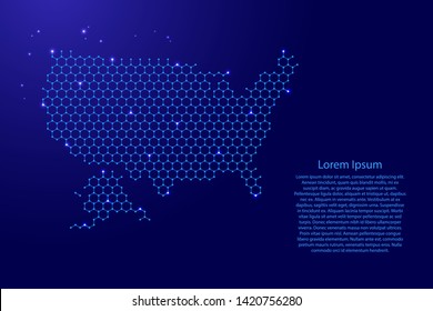 United States America Map Futuristic Hexagonal Stock Vector (Royalty ...