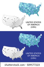 United States of America map in geometric polygonal style. USA Abstract gems triangle.