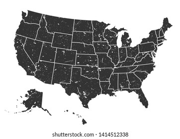 United States Of America Map . Grunge Style . Vector .