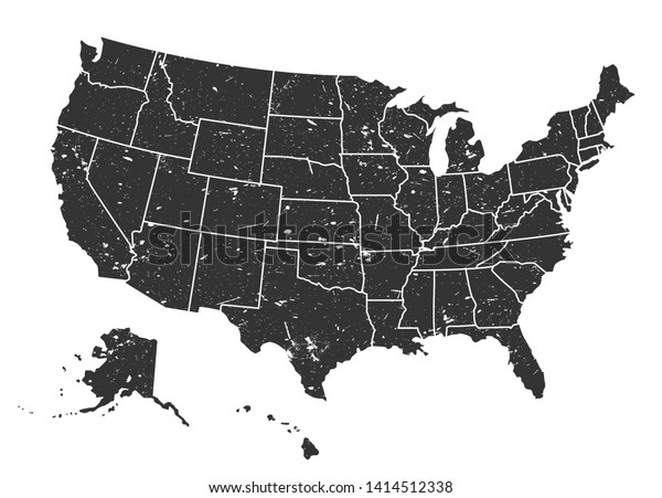 United states of america map . Grunge style . Vector