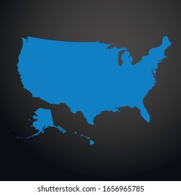 United States of America map icon isolated on black background. Travel worldwide icon