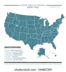 United States of America map icon with general information 