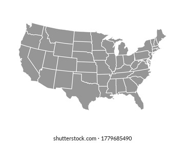 United states of america map isolated on white background. USA United States of America country vector for website, design, cover, infographics.