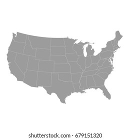 United States of America Map isolated on white