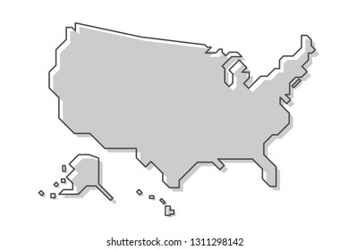 United States of America map . Modern simple line style . Vector .