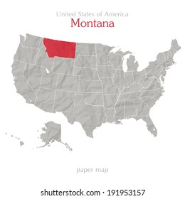 United States of America map and Montana territory isolated on white background