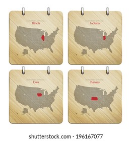 United States of America map on application buttons