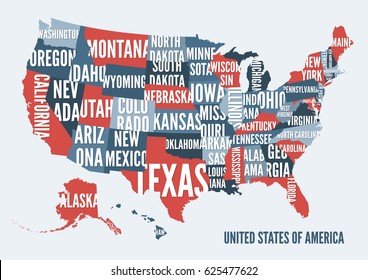 United  States of America map print poster design. Vector illustration.