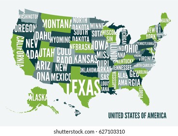 United  States of America map print poster design. Vector illustration.