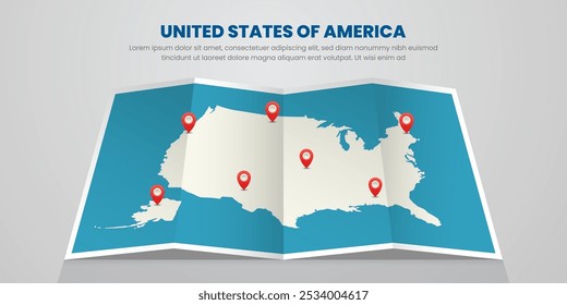 united states of america map travel with pin tag location design Illustration