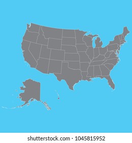  United States of America map. USA .blue background.