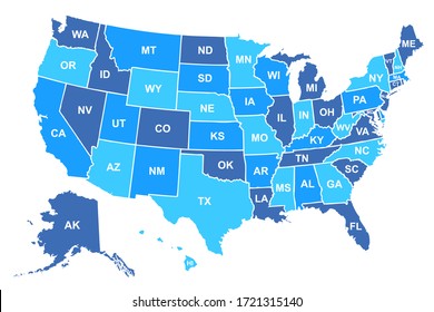 United States of America map. USA map with states and state names isolated – stock vector