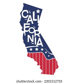 United States of America Map USA California State with Cutting Paper and Graffiti Style