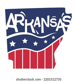 United States of America Map USA Arkansas State with Cutting Paper and Graffiti Style