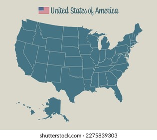 United States of America map. USA map with states. Vector illustration.