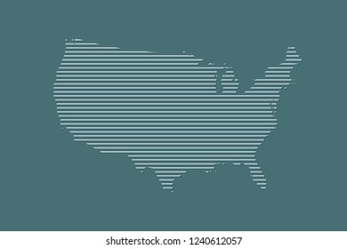 United States of America map vector using blue straight lines on dark background illustration