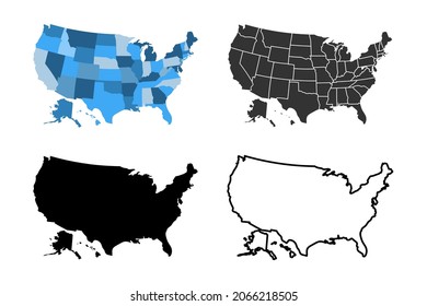 United States of America map vector image illustration set. suitable for icon, logo, banner, background, or any content using America maps theme