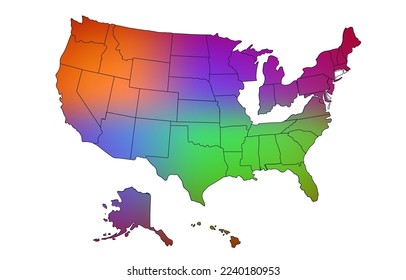 Mapa vectorial de los Estados Unidos de América, MAP de los Estados Unidos