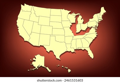 Estados Unidos de América mapa Vector, EE.UU. MAPA