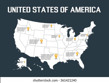 United States of America Map, vector illustration