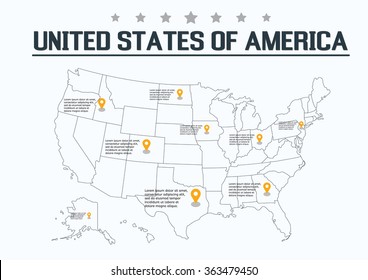 United States of America Map, vector illustration