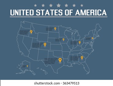 United States of America Map, vector illustration