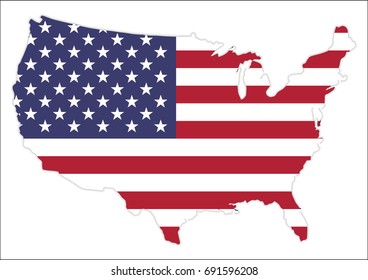 United States of America Map With Waving Flag