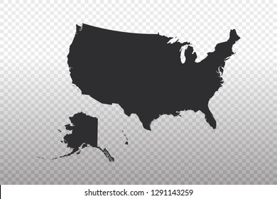 United states of America Map - World Map International vector template isolated on transparent background - Vector illustration eps 10