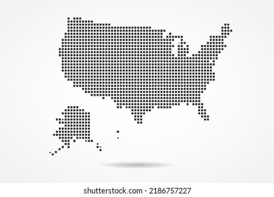 United States of America Map - World map vector template with Black pixel, grid, grunge, halftone style isolated on white background for education, infographic, design - Vector illustration eps 10