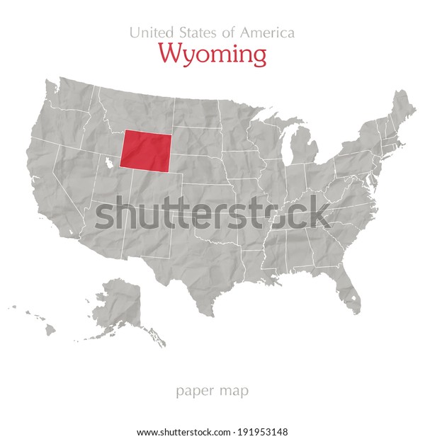 United States America Map Wyoming State Vetor Stock Livre De Direitos United States America Map Wyoming 600w 191953148
