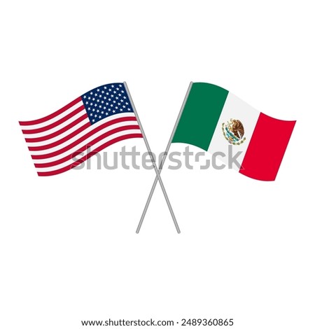 United States of America and Mexico flags