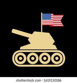 United states of America and military vehicle and battle tank. National military power and army. Vector illustration.