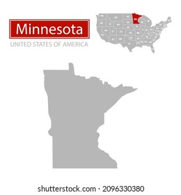 United States of America, Minnesota state, map borders of the USA Minnesota state.