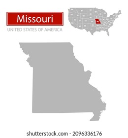 United States of America, Missouri state, map borders of the USA Missouri state.