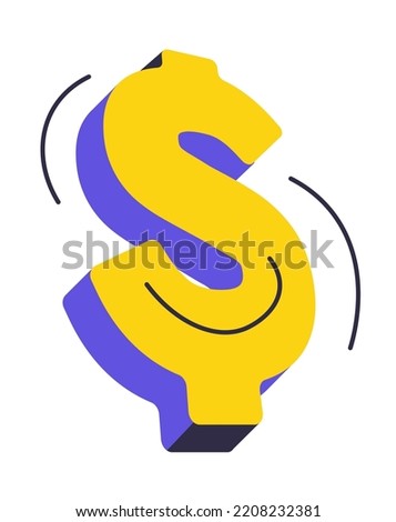 United States of America money currency, isolated dollar icon. Banking and financial stability, economy and investment, saving and earning in USD. Bank wealth and assets. Vector in flat style
