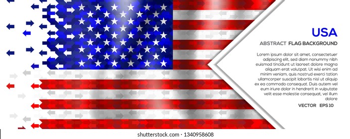 United States of America National Day Flag Anniversary Celebration Card with Arrow Shape Moving in Different Directions, Economic Import and Export Sign for Business Direction, Trading Exchange Invest