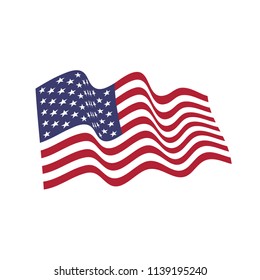 United States of America national flag in the wind. Vector illustration.