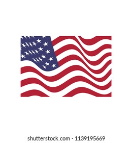 United States of America national flag in the wind. Vector illustration.