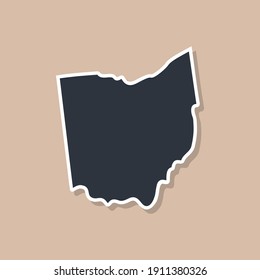 United States of America, Ohio state borders, Ohio border map. Political borders of the USA Ohio state.