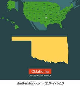 United States of America, Oklahoma state, map borders of the USA Oklahoma state.