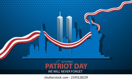 United States of America Patriot Day Never Forget September 11, poster and banner vector illustration design.