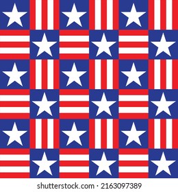 United States of America pattern. American style background. USA flag theme. Stars and stripes. Land of the free and the home of the brave. Star-spangled.