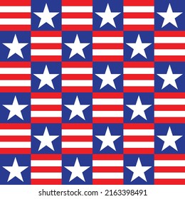 United States of America pattern. American style background. USA flag theme. Stars and stripes. Land of the free and the home of the brave. Star-spangled.