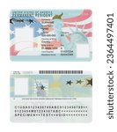 United States of America permanent resident card template isolated on a white background. USA residence permit card